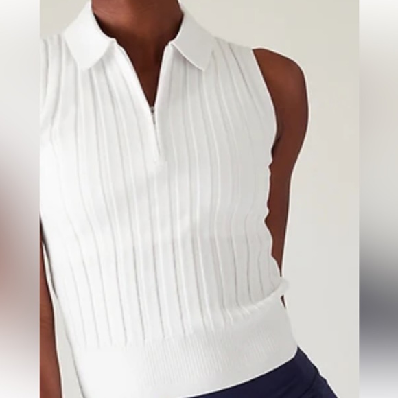 Athleta White Ribbed sweater vest. Sz L - Picture 5 of 16
